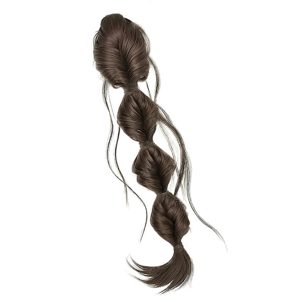 Clip On Ponytail Extension Twist Bubble Braid Design Heat Resistant Synthetic Fibre Hair Claw Clip Hairpiece for Women Dark brown