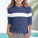 thumbnail image 1 of Blusas y camisas de manga corta con cuello redondo para verano y primavera, moda para niños pequeños, blusa lisa con cuello redondo y manga 3/4 para mujer, blusa de poliéster para niños, 1 of 5