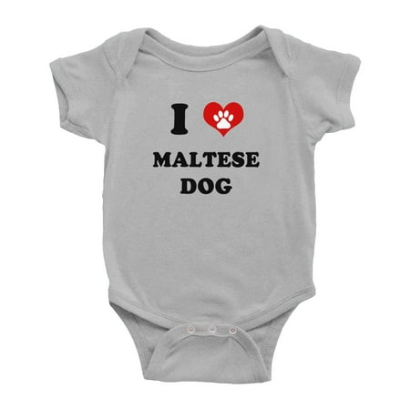 

I Heart Maltese Dog Funny Cute Baby Rompers (Gray 18-24 Months)
