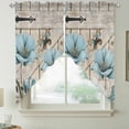 thumbnail image 2 of Teal Blue Tulips Swag Curtains for Kitchen/Bedroom/Living Room, Spring Floral Barn Doors Vintage Wood Beige Scalloped Curtains 63 Inch Long, Window Swag Topper Curtains Valances 2 Panels Set 36"x63", 2 of 8