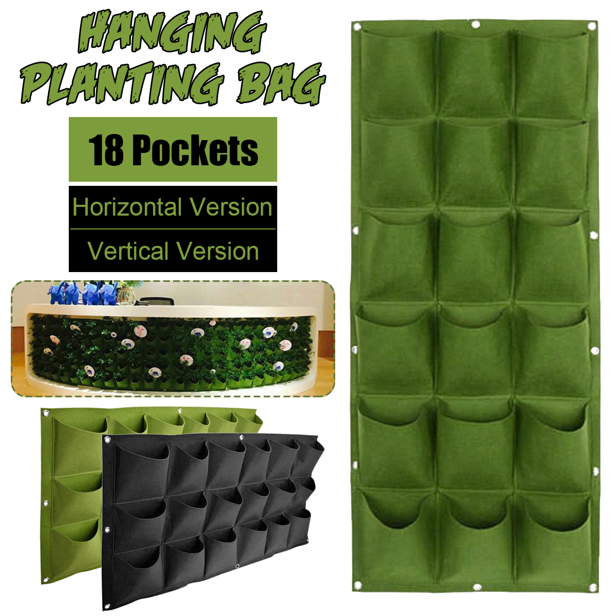 18 Pockets Wall Hanging Planting Bag Planter Grow Bag WallMounted