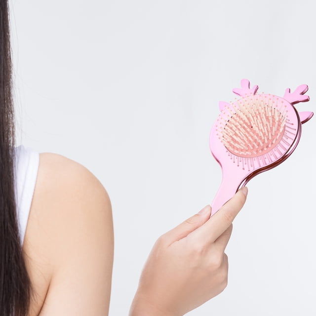 WEUVEB Cepillo Para Con Cojín Y Masajeador De Cuero Cabelludo Color Rosa Ergonómico