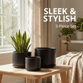 thumbnail image 5 of BUYMAX 4+5+6 inch Set of 3 Ceramic Planters, Matte Black Flower Pots with Drainage Hole and Tray, 5 of 13