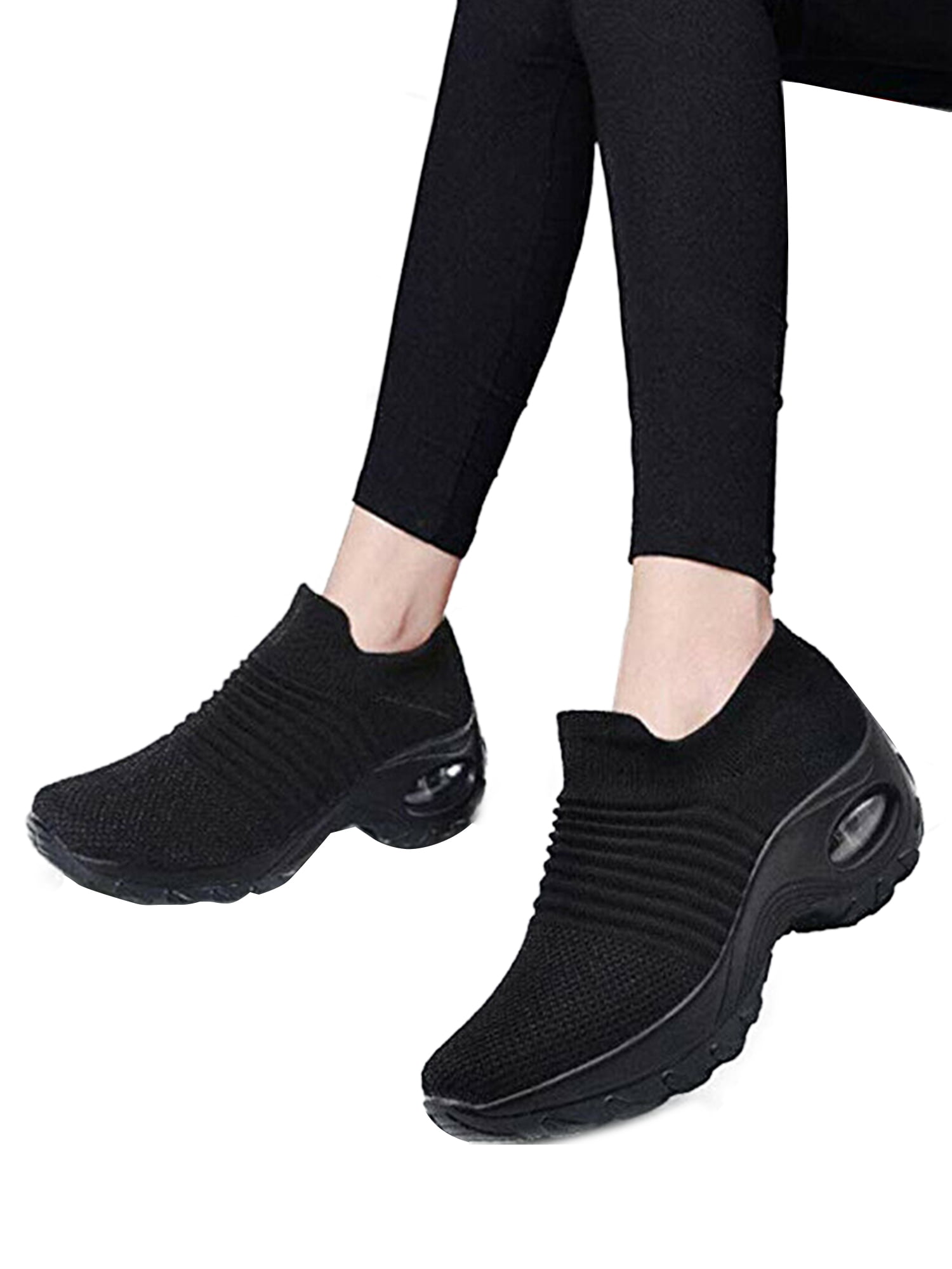 Women Ladies Trainers Cushion Breathable Slip On Gym Running Sneaker Sport Shoes 