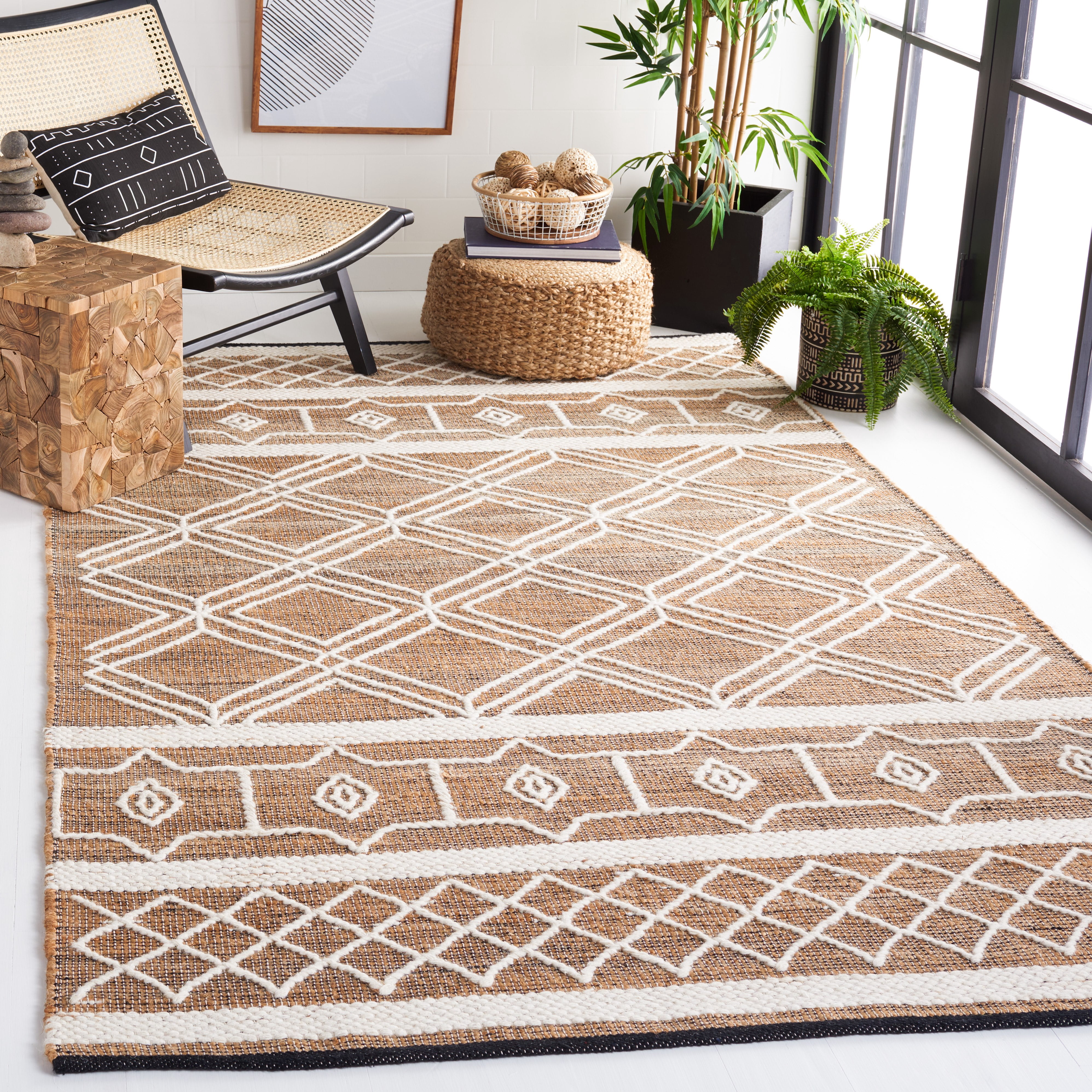 SAFAVIEH Natural Fiber Lucinda Geometric Area Rug, Natural/Ivory, 5' x 8'
