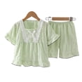 thumbnail image 4 of REDARER Girls 2-Piece Pajama Set, Lace Bow Short Sleeve Top & Shorts, Cute Cloud Print Loungewear,7-8 Years, 4 of 4