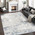 thumbnail image 1 of Alfombra lavable Art&Tuft, 152 x 213 cm, antideslizante, beige y azul, 1 of 7