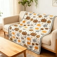 thumbnail image 5 of Weighted Blankets,Pumpkin Plaid Plush Blanket Lightweight And Soft Bedding Flannel Blanket, 5 of 9