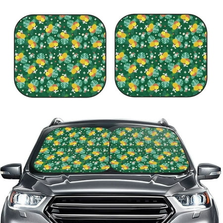 Daiia Tropical Fruit 2PCS Car Windshield Sun Shade Foldable Sun Shield for Car Front Window Auto Sun Blocker Visor Protector Universal for Truck SUV Pickup-Medium