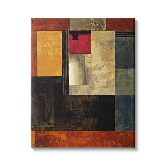 Rich Red Geometric Squares Abstract Graphic Art Gallery Wrapped Canvas Print Wall Art