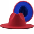 thumbnail image 1 of Sombrero de copa de lana de color exterior, color camello interior, sombrero rojo estilo jazz, sombrero de fieltro de cachemira, 1 of 6