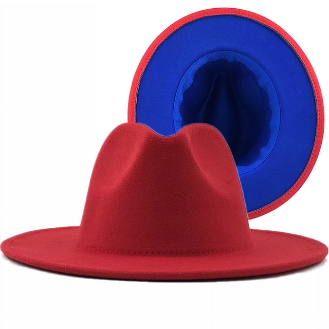 Sombrero de copa de lana de color exterior, color camello interior, sombrero rojo estilo jazz, sombrero de fieltro de cachemira