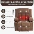thumbnail image 5 of EuKer Lazy Boy Recline, Oversize Recline with Heat and Massage for Bedroom,Living Room,Home Theater, Brown, 5 of 8