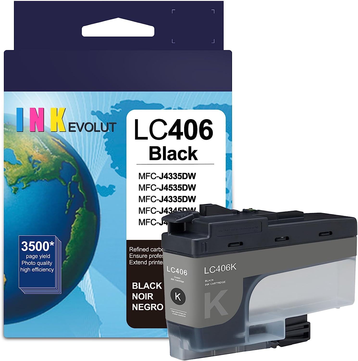 LC406 Black Ink Cartridge(1Pack) Eout Compatible LC406BK High Yield Ink Cartridge Replacement