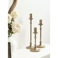 thumbnail image 4 of Kate and Laurel Lahari Vintage Three-Piece Taper Candle Holder Set, Set of 3, Antique Brass, Metal Cast Aluminum Candlestick Holders for Dining Table or Fireplace Mantel Display, 4 of 9