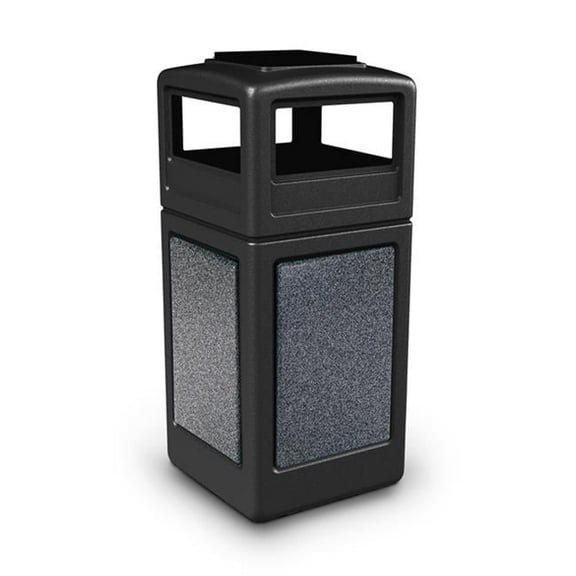 Commercial Zone Products  42-gallon StoneTec Panel with Ashtray Dome Lid  Black with Pepperstone Panels