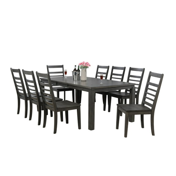 Sunset Trading Shades of Gray 9-Piece 82" Rectangular Wood Dining Set in Gray