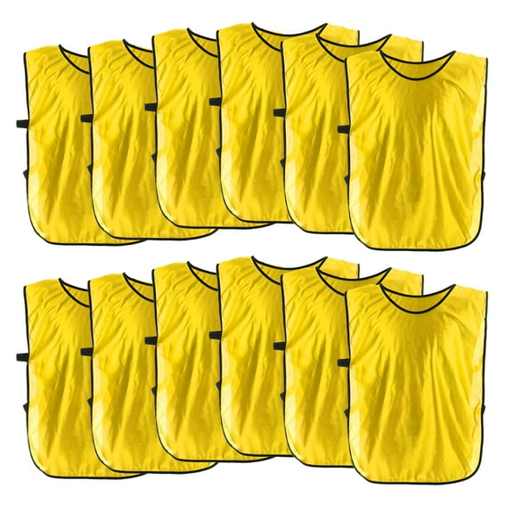 Uxcell Soccer Pinnies Training Vest 17.7 x 11 Inch Team Practice Pinnies Jersey Yellow 12 Pack