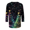 thumbnail image 4 of Tops for Women Plus Size 3/4 Sleeve Christmas Tree Print Christmas Sparkling Colorful Round Neck Top Multicolor6 XXXL, 4 of 5