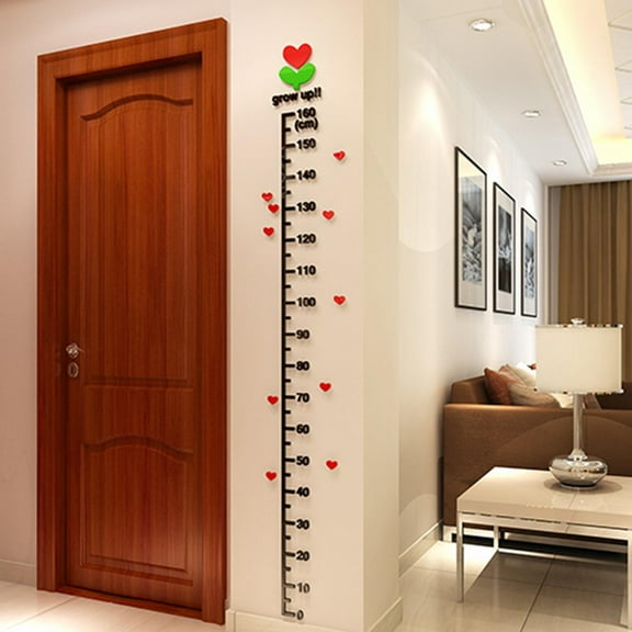 Vikakiooze Home Decor Kid Room Deco Height Ruler Measure Chart DIY 3D Acrylic Crystal Wall Stickers