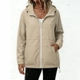 thumbnail image 4 of Craaazy Womens Waterproof Rain Jackets with Hood Solid Color Raincoats with Drawstring Hem, Zipper for Casual Daily Wear, 4 of 10