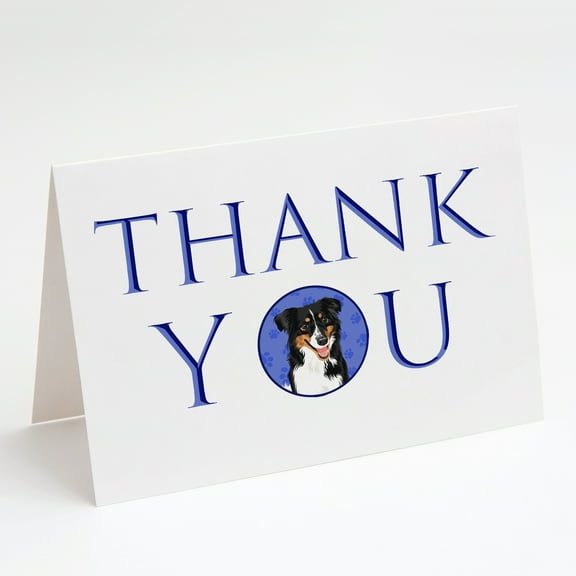 Australian Shepherd Black Tricolor #3 Thank You Greeting Cards and Envelopes Pack of 8 7 in x 5 in