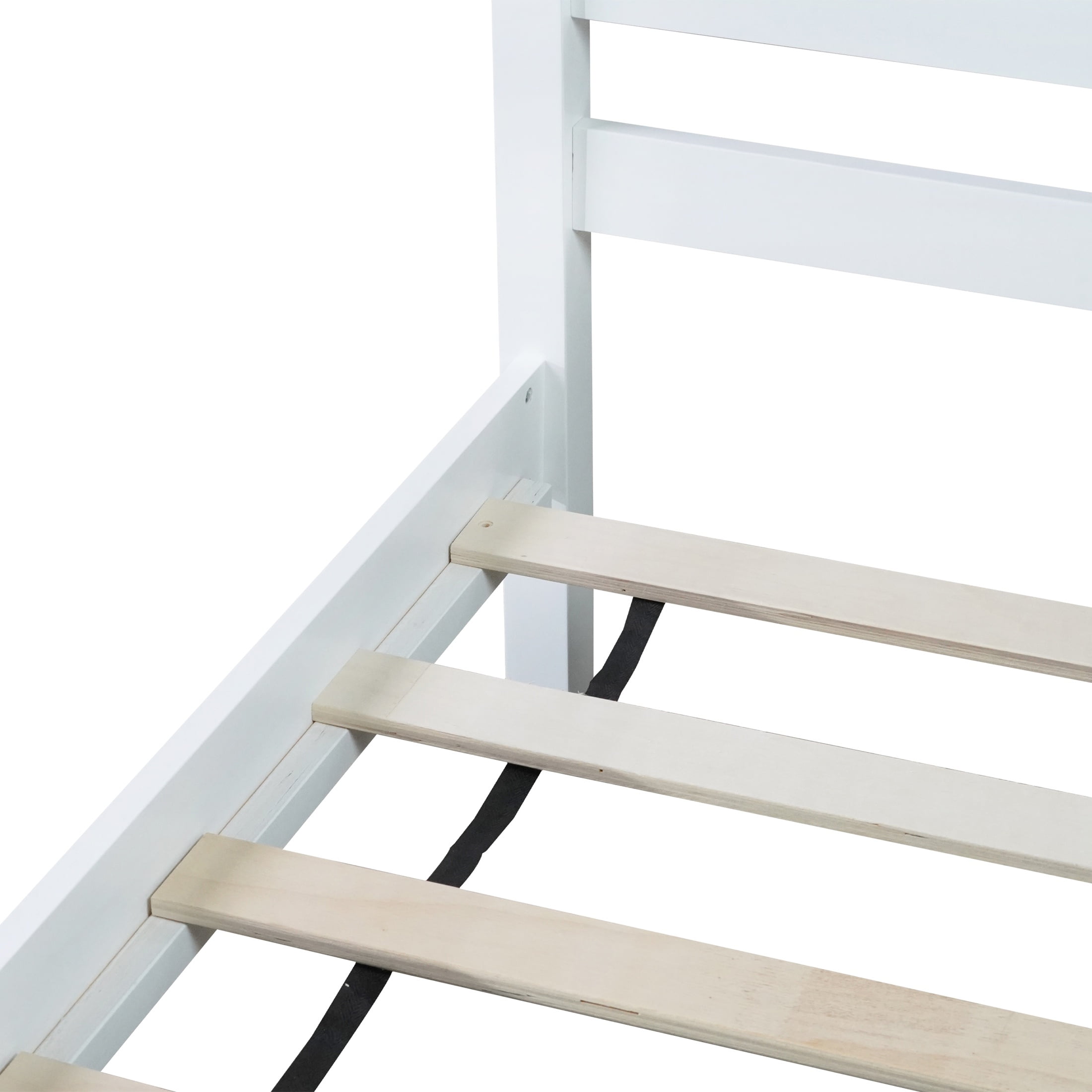 PORKISS Twin Size Bed Frame for Kids, Wood Bed Frame with Headboard/Footboard for Teens Boys Girls, No Box Spring Needed, White #2
