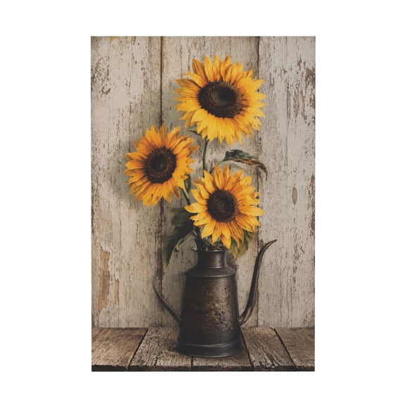 Rustic Sunflower Vintage Flower Canvas Wall Art Farmhouse Floral Pot Wall Decor For Bedroom Home Office 12*18in