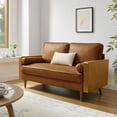 thumbnail image 2 of Loveseat Sofa, Walnut Tan, Faux Leather, Living Room Lounge Cafe Lobby Hospitality Restaurant, Modern Contemporary, HB37269, 2 of 9