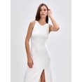 thumbnail image 4 of Women'S Summer and Autumn Long Elegant Versatile Slit Tight Sleeveless Dress White S, 4 of 9