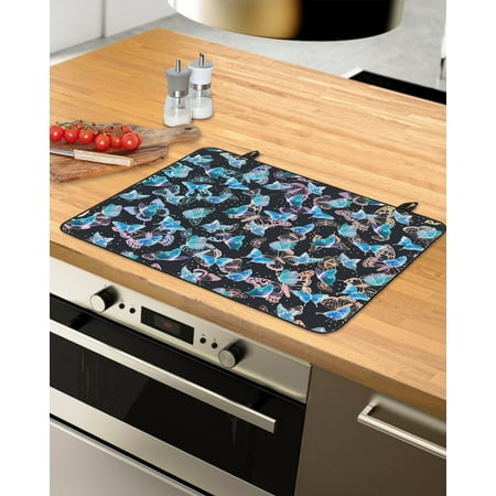 

Butterfly Stove Top Covers for Electric Stove Heat Insulation Fireproof Glass Cooktop Cover Counter Top Glass Stove Cover for Prevent Scratches 24 x21 Watercolor Blue Purple Pink Yellow Ombre