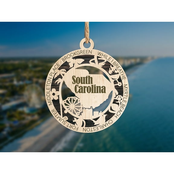 The Cabin Woodworker - Baltic Birch Wood - South Carolina State Ornament - Solid Backing