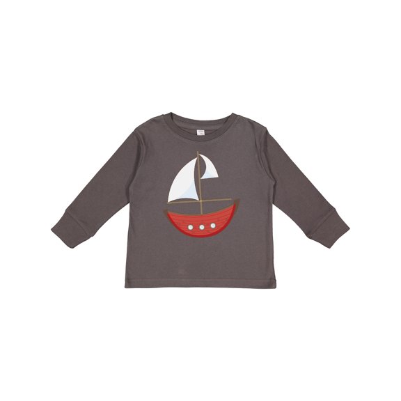 Inktastic Red Sailboat Boys or Girls Long Sleeve Toddler T-Shirt