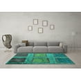 thumbnail image 3 of Ahgly Company Machine Washable Indoor Square Abstract Turquoise Blue Modern Area Rugs, 8' Square, 3 of 4