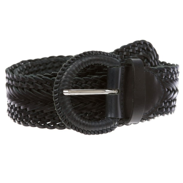 Beltiscool Women's 2" Wide Braided Woven Round Leather Belt