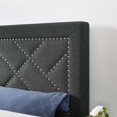 thumbnail image 5 of Contemporary Modern Urban Designer Bedroom Full and Queen Size Headboard, Rivet Nail, Fabric, Grey Gray, 5 of 5