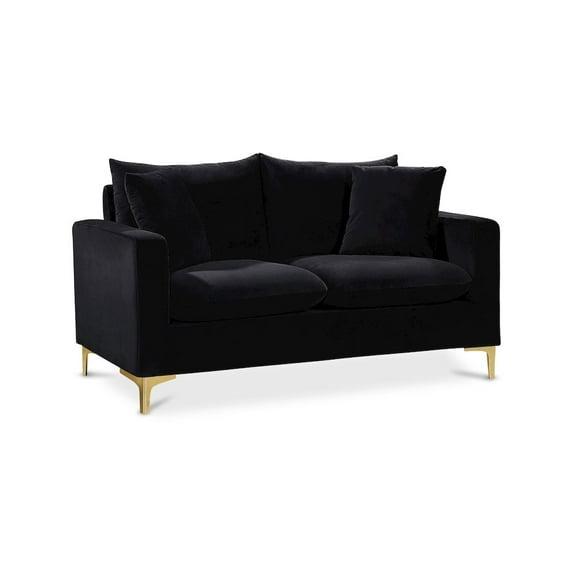 Meridian Furniture Naomi Contemporary Velvet Loveseat in Black