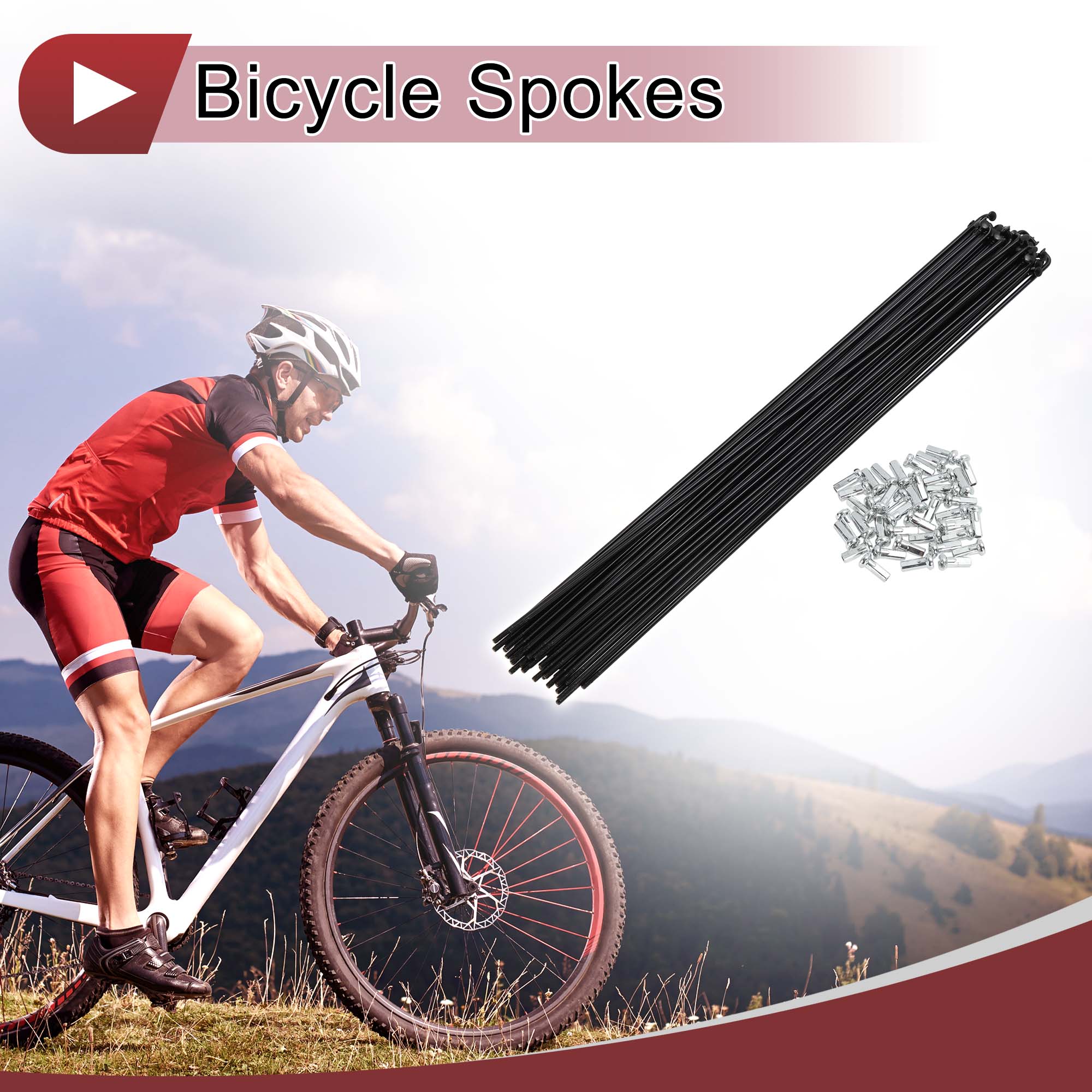 Unique Bargains 38Pcs 14G Bicycle Bike Wheel Spoke Carbon Steel Black 10.28"