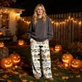 thumbnail image 2 of QWKLEAJ Halloween Pajama Pants Women Loose Fit Lounge Pants Pumpkin Cat Print Sleepwear Elastic Waist Casual Home Trousers Party Bottoms Long Pyjamas Comfy Loungewear Holiday Themed Nightwear, 2 of 6