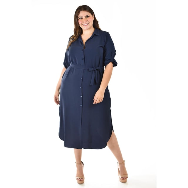 Vestido largo Roman Fashion Talla Extra 1765 Azul marino 42