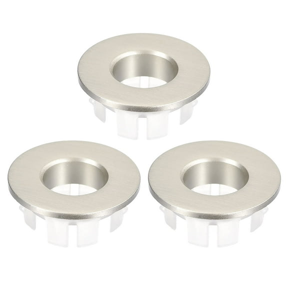 3Pack 22.5mm Sink Trim Overflow Cover Ring Hole Insert in Round Caps Brushed Silver