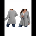 thumbnail image 3 of Cárdigan Extragrande para Mujer, Otoño e Invierno, Larga, Talla Grande, Capa Abierta Al Frente Gris XXL, 3 of 7