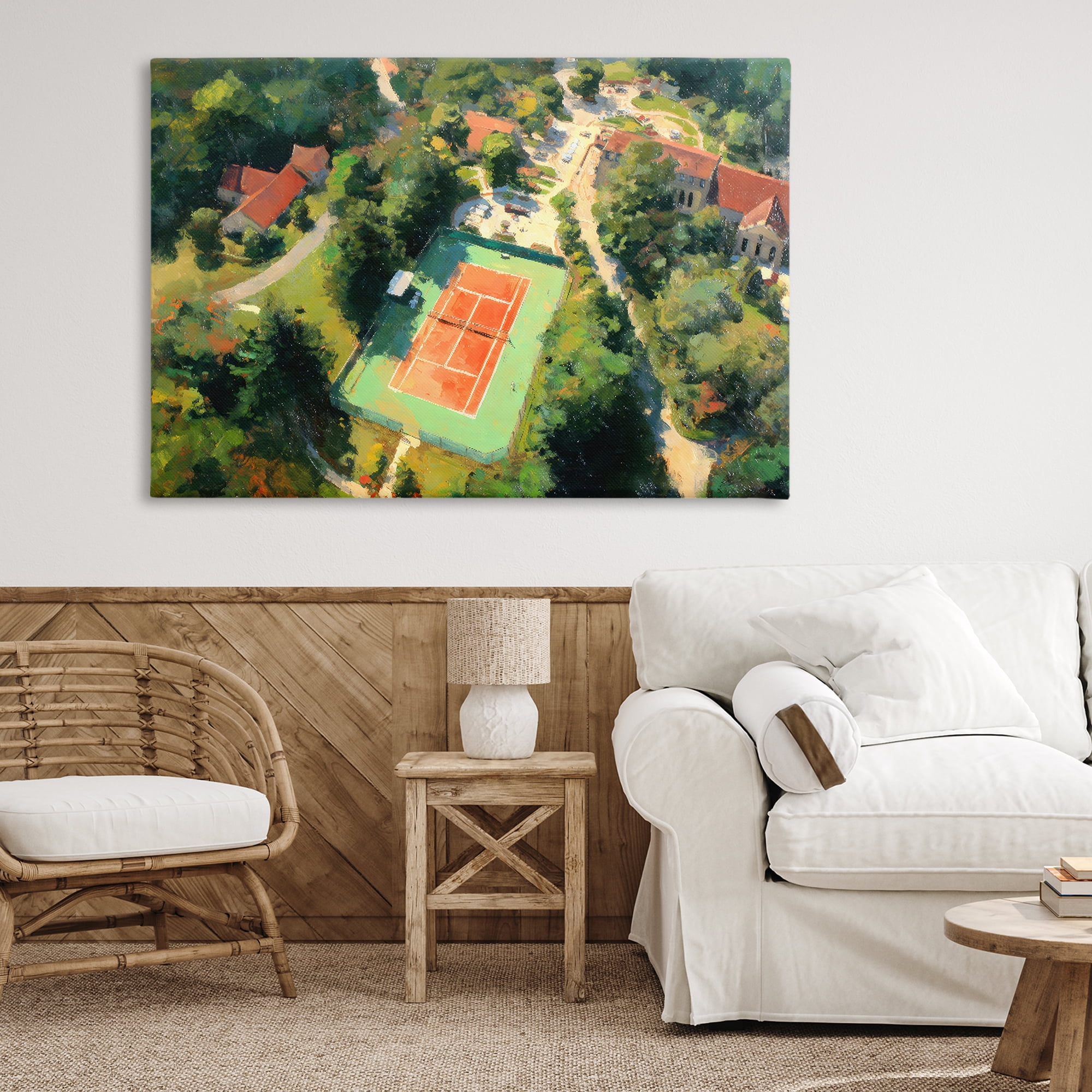Stupell Industries Aerial Tennis Court Park Canvas Wall Art, design by Petal Prints Design