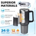 thumbnail image 3 of Insulated Water-Bottle 40oz Tumbler - Keep Cold 34-Hrs Hot 10-Hrs,Stainless Steel Travel Mug with Handle and Straw,Leak Proof Coffee Cup Gifts for Women Men, 3 of 10