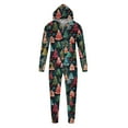 thumbnail image 2 of Odeerbi Christmas Onesie Pajamas for Family Holiday Sleep Jumpsuit Long Sleeve Family Christmas Pajamas Matching Sets Dad Fashion Printed Hooded Jumpsuit Sleepwear PJs Set Black, 2 of 5