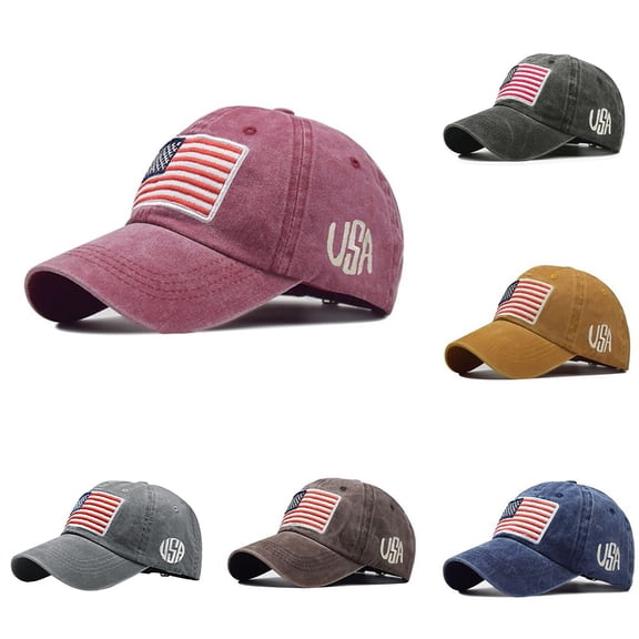 Summer Hot Sales Under $5 Grey Embroidered Hat GIJNRIUIUA American American Old Flag Adult Letter Sunshade Caps Sun Hats