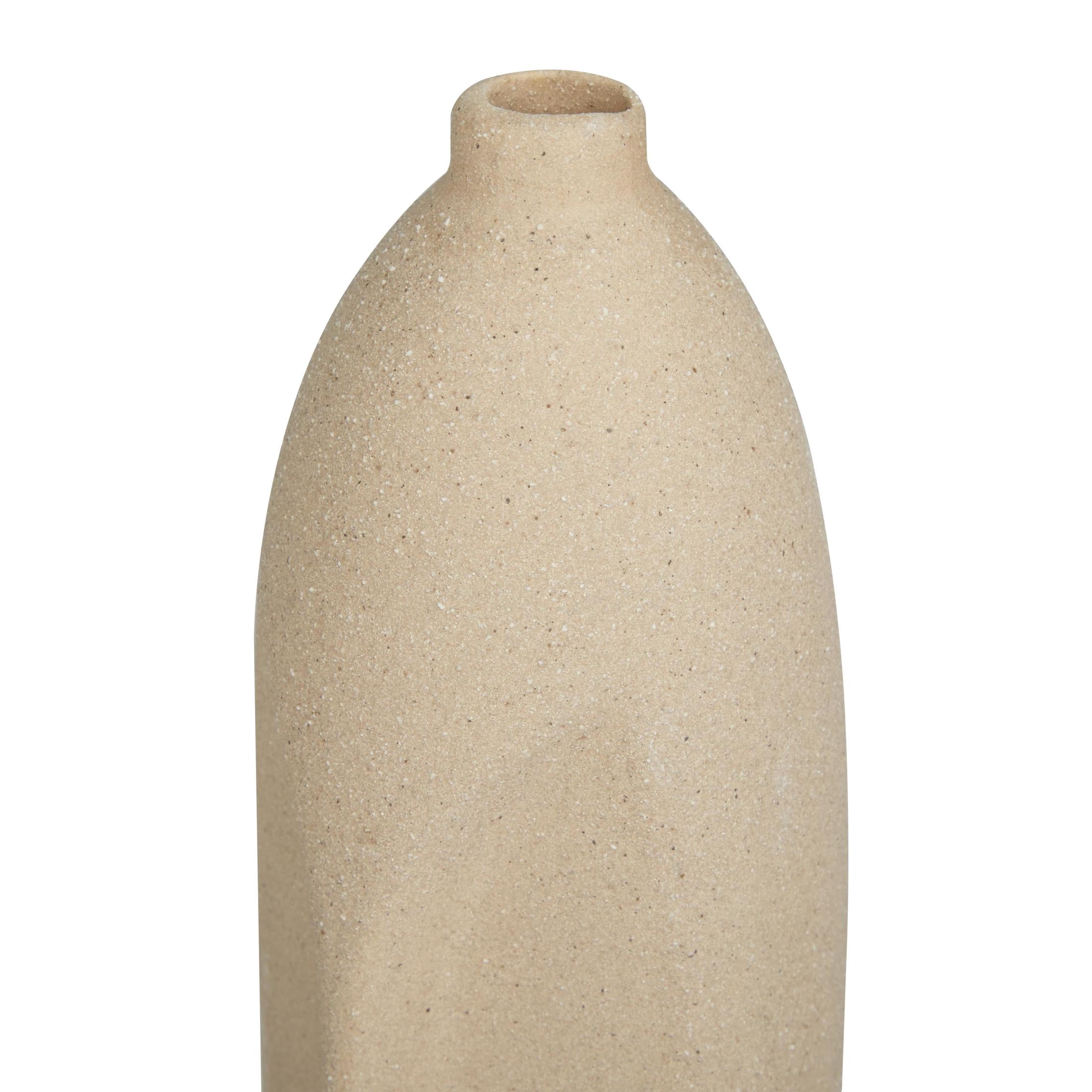 DecMode 19", 15"H Tribal Easter Island Head Beige Ceramic Vase, Set of 2