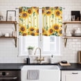 thumbnail image 2 of 2 Panels Kitchen Tier Curtains 39 Inch Length, Yellow Sunflower Grommets Window Treatment Curtain, Spring Floral Striped Farmhouse Thermal Curtains Drapes for Living Room/Bathroom, 2 of 9
