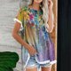 thumbnail image 2 of Blusa informal de manga corta con cuello redondo y borlas estampadas para mujer a la moda Pompotops hkajfhjk469225, 2 of 5
