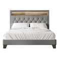 thumbnail image 4 of Castle Place LED Light Nailhead Trim Linen Upholstered Bookcase Bed, Light Grey, Full, 4 of 7